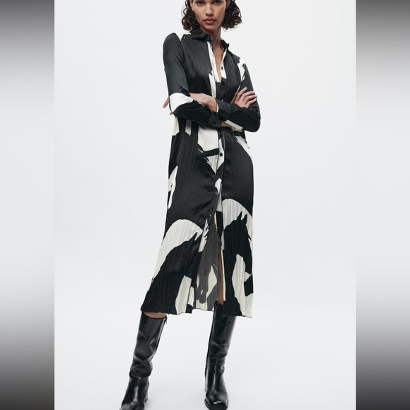 Zara Dresses & Skirts - ZARA PRINTED SHIRT DRESS ZW COLLECTION
